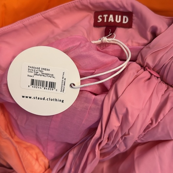 New STAUD Passage Dress Tangerine Grapefruit Size 2 - Picture 2 of 4